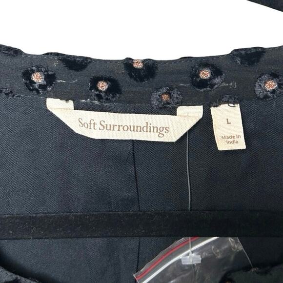 NWOT Soft Surroundings Womens Velvet Swiss Dot Blouse Black/Gold Size Large - Picture 9 of 9